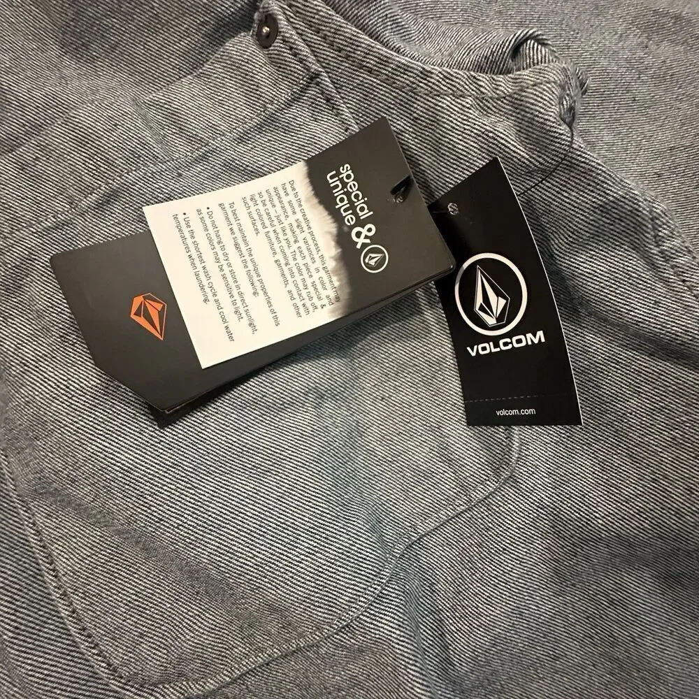 Volcom Levelstone Jacket Mens Medium Long Sleeve Button Collar Denim Shacket
